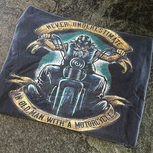Never Underestimate an Old Man with a Motorcycle Graphic Tee
